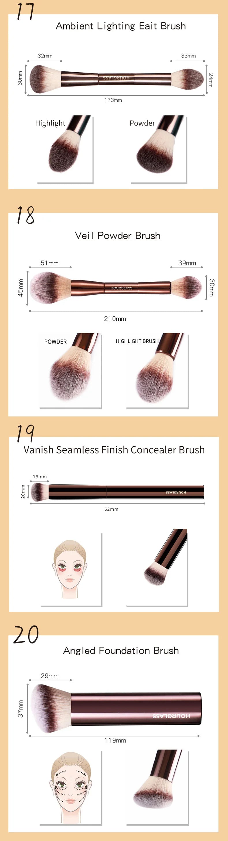 Essential Hourglass Makeup Brush Kit: Complete Face & Eye Set